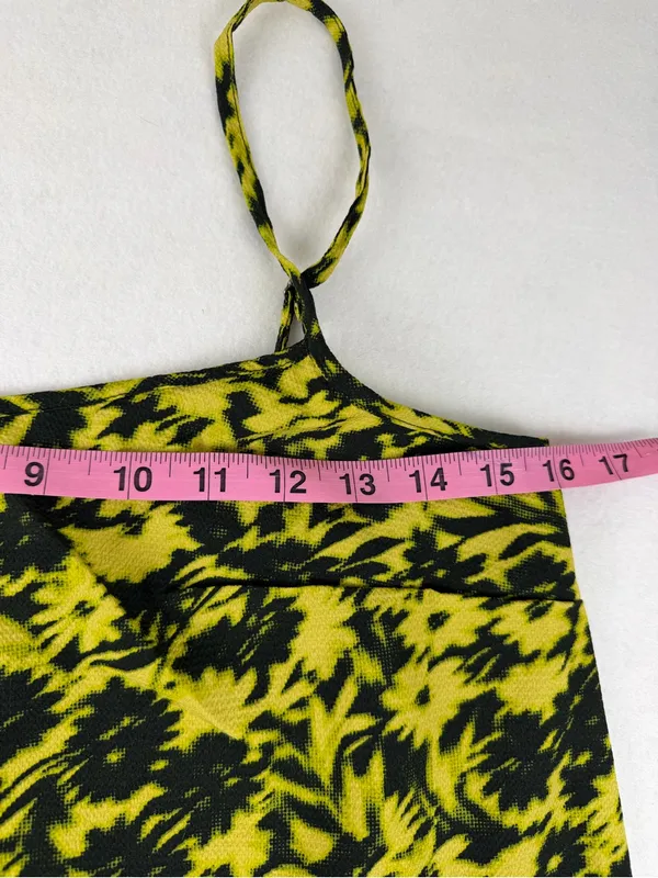 Urban Outfitters Floral‎ Slip Dress Yellow Black Ruffle Hem Small NWT - Image 7