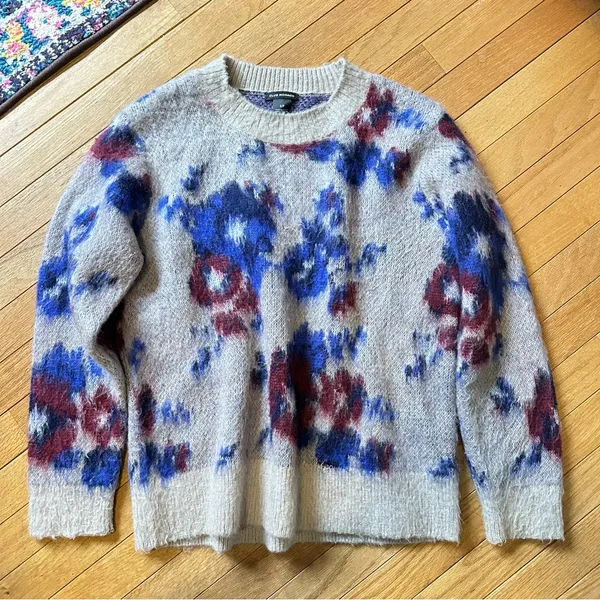 Club Monaco Floral Crew Neck Sweater Womens Small - Image 7
