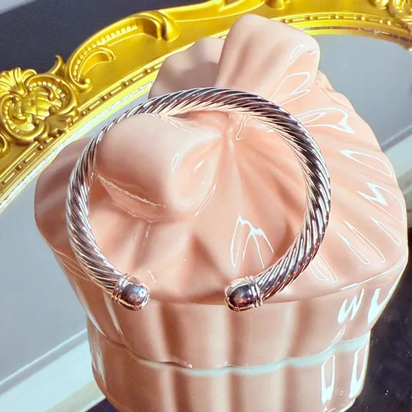 Silver Cable Twist Cuff Bracelet Open Bangle Polished NWT - Image 4