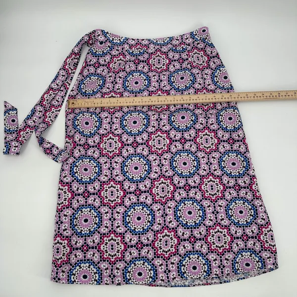 Loft Petites Skirt Womens 10P Purple Geometric Medallion Linen Blend Wrap Midi - Image 10