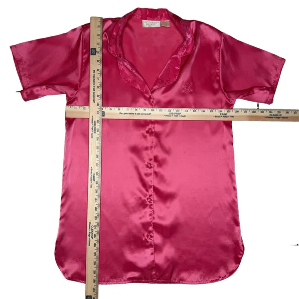 Vintage Victoria's Secret 80s Gold Label Button Satin Pajama Sleep Shirt Petite‎ - Image 6