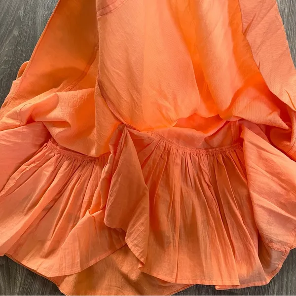 Orangey Coral Ruffled Sleeveless Mini Dress - Image 7