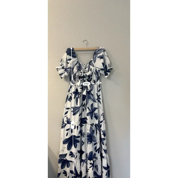 NWT Baltic Born Hilaria Maxi Dress Size‎ M White And blue - Image 4