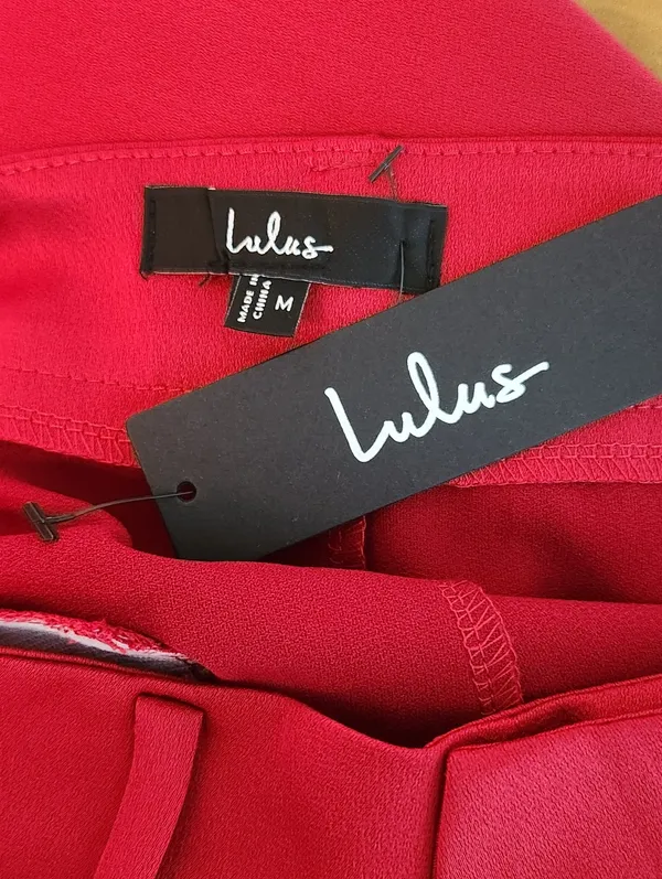 Lulus Red Satin Wide Leg Pants Size Medium NWT - Image 8