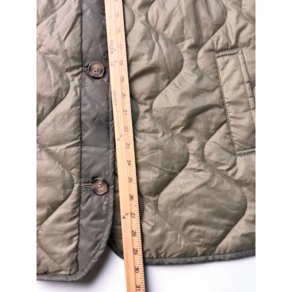 ASOS DESIGN Womens Quilted Vest Olive Green Onion Stitch Button Front Pockets XL - Image 6