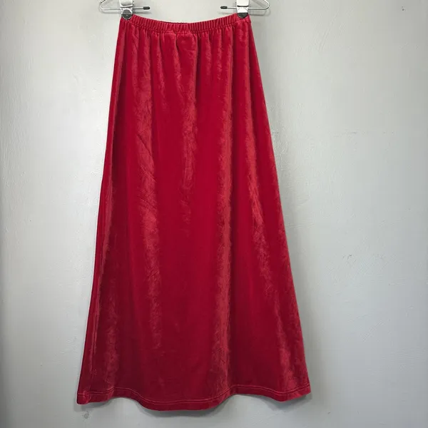 Vintage Long Red Velvet Skirt Juniors M Fits Size XS Maxi A-line Whimsigoth Y2K - Image 3