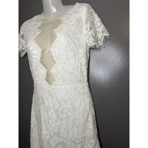 STORIA Last First Kiss Dress Womens Small White Lace Sheath Mini Wedding Party - Image 5