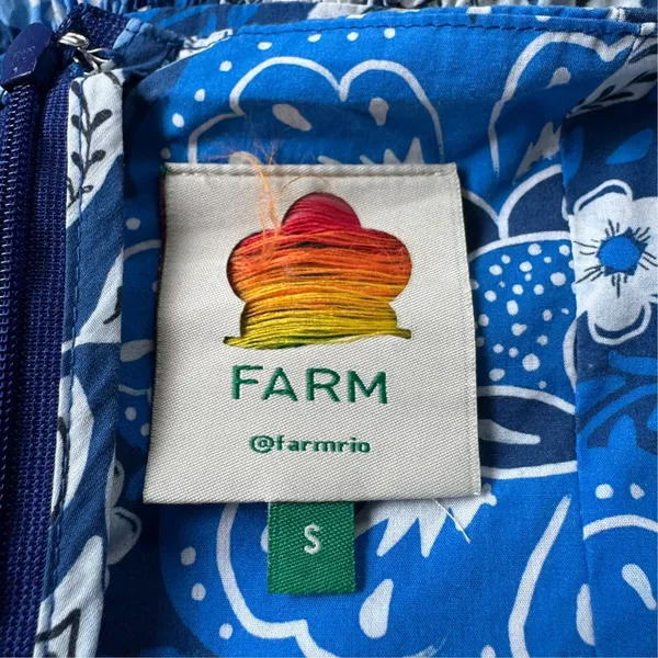 Farm Rio Full of Flowers Midi Dress Blue - Image 6