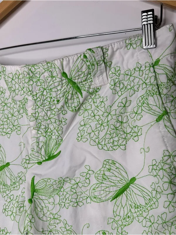 Lilly Pulitzer Green Embroidered Butterfly Print Crop Pants Size 6 - Image 5