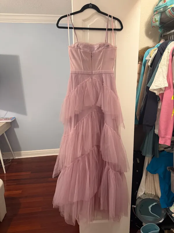 BCBGMAXAZRIA Corset Tulle Gown in Pink Tint - Image 3