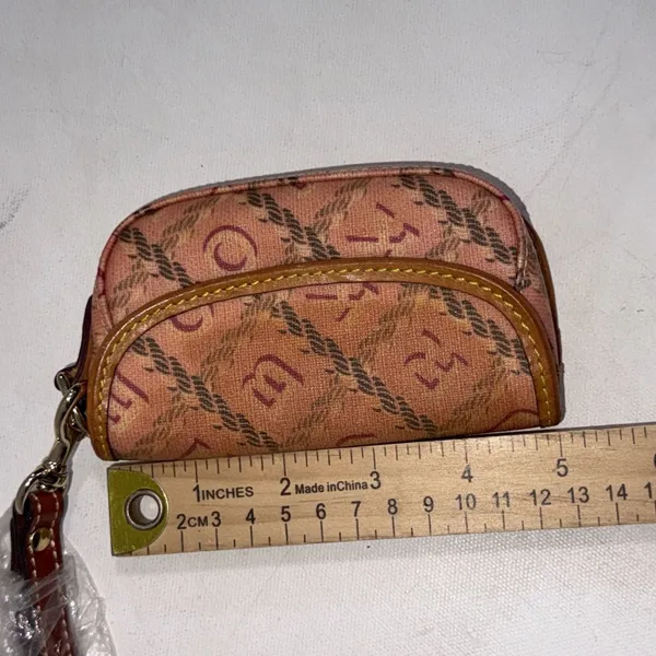 Vintage Y2K Dooney & Bourke Pink Monogram Pink Zip Keychain Wallet Coin Purse - Image 13
