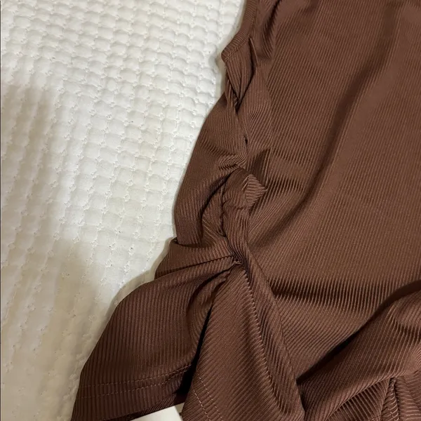 Brown Dress Top Scruch On The Sides - Image 3