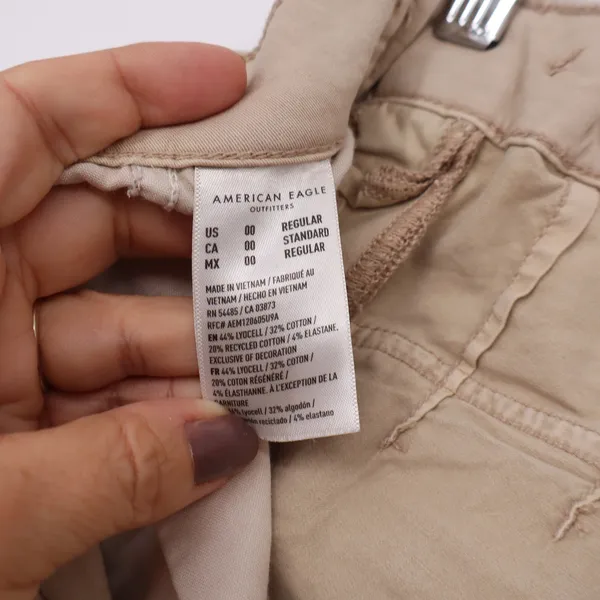American Eagle Cargo Pants Womens 00 Stretch Regular Tan Utility Excellent - Image 3