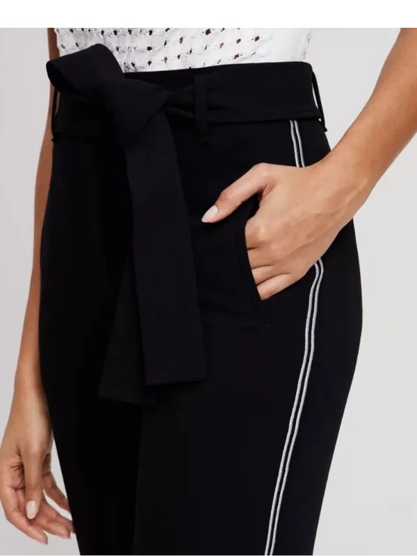 Wilfred Aritzia Black Jallade Belted White Striped Cropped Trousers - Image 5