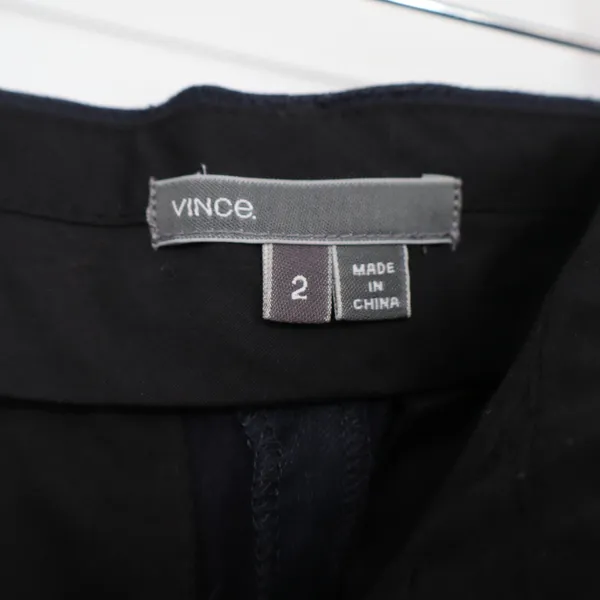 Vince Navy Blue Linen Blend Wrap Front Tapered Trousers Pants Size 2 - Image 3