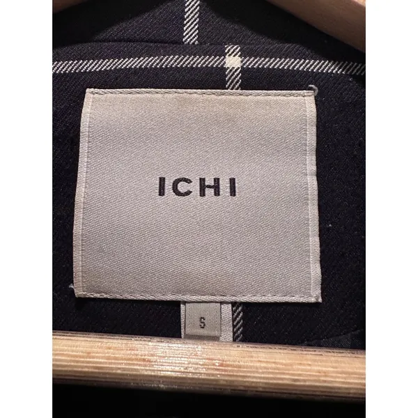 Ichi Tamilla Windowpane Navy Blue‎ Blazer Jacket Size Small Business Casual - Image 4