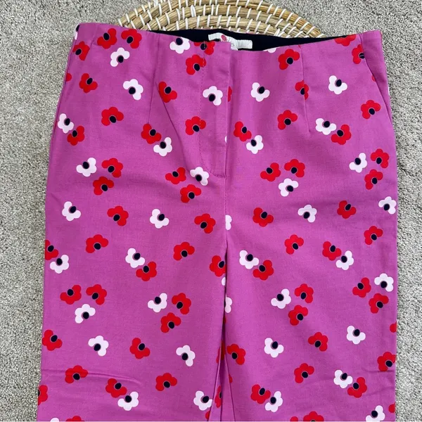 Boden Women’s Sorrento Kensington Floral Pants Trousers Mid Rise Stretch Pink 6R - Image 5