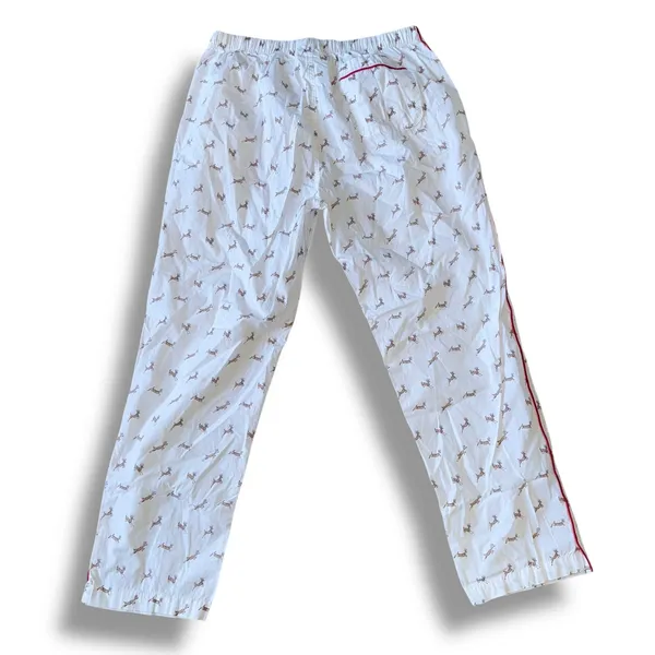 Sleepy Jones Women's Pajama‎ Set Size S Deer Print White Red Trim Sleepwear - Image 7
