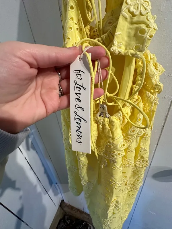 FOR LOVE AND LEMONS NWT NATALIA Yellow Eyelet Cutout Mini Dress - Image 7