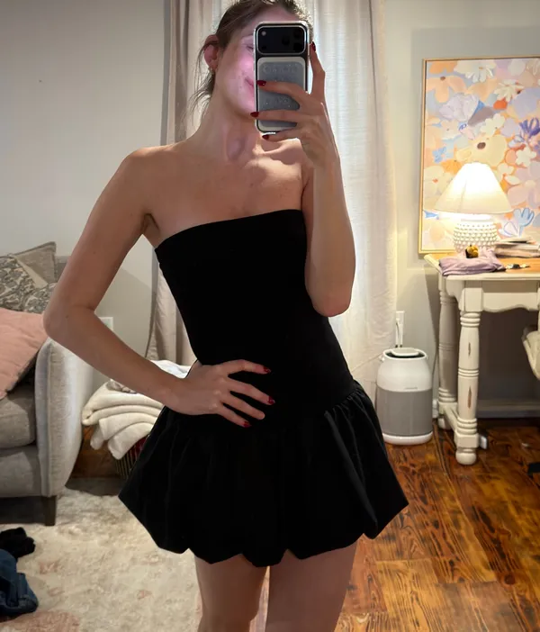 Good Luck Gem Black Bubble Mini Dress - Image 4