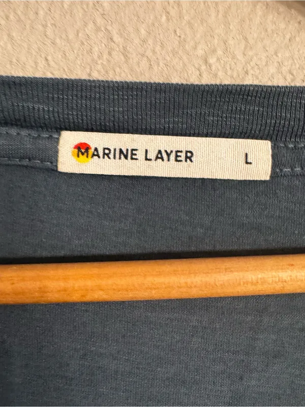 MARINE LAYER Relaxed‎ V-Neck Tee in Slate Blue - Image 2