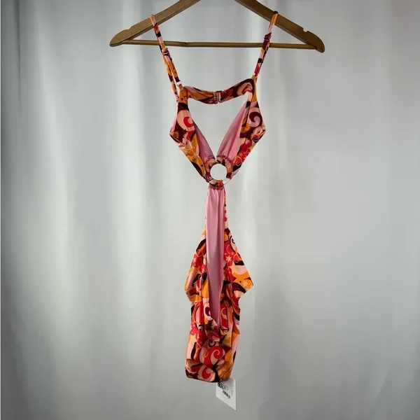 NWT Beach Riot Kirsten One-Piece Swimsuit in Pink Multi Size‎ Small - Image 4