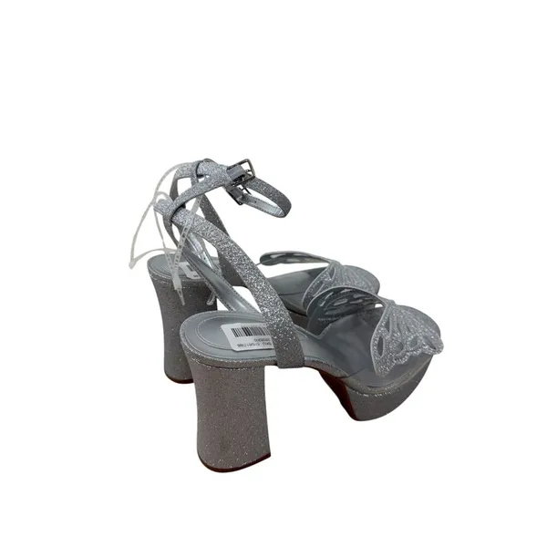 Copper Key Metallic Silver Butterfly Strappy Block Heel Sandals Size 9M NWT - Image 5