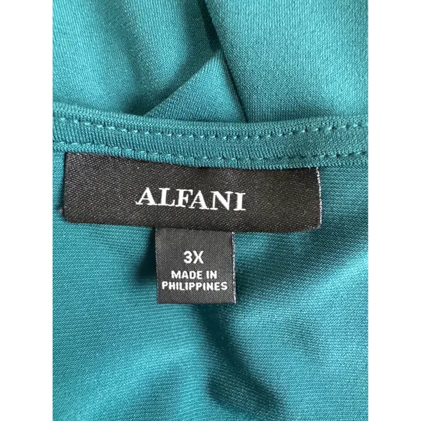 Alfani Womens 3X Teal Green High Low Tunic Top 3/4 Sleeve Scoop Neck Stretch‎ - Image 3