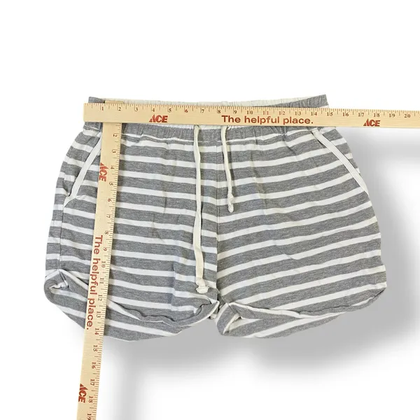 White + Warren Striped Drawstring Shorts Womens Size S‎ Gray White Lounge - Image 3