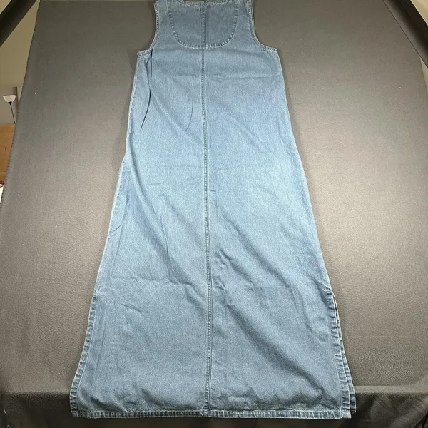 Vtg Mountain Lake Casuals Dress Womens Small Blue Denim Floral Maxi Jumper - Image 10