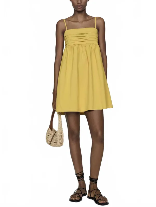 Mango Draped Neckline Dress NWT Yellow Size 2 / XS - Image 6
