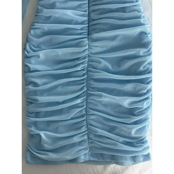 Hello Molly Party It Up One Shoulder Dress Ruched Mini Dress Size Small‎ 4 Blue - Image 8