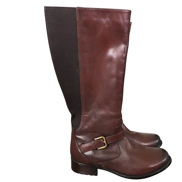 EUC‎ Clarks Tall Brown Leather Riding Boots Size 8.5 Equestrian Chic - Image 2