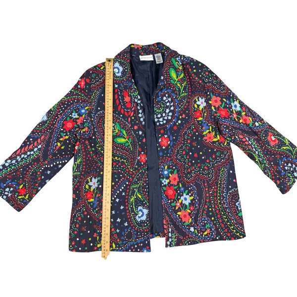 Alfred Dunner Colorful Floral Paisley Print Open Front Jacket‎ Blazer Size 14 - Image 3