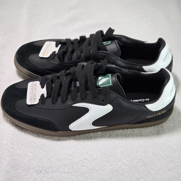 NWT Skechers Court & Classics Men’s Size 10 Black White Leather Sneakers - Image 5