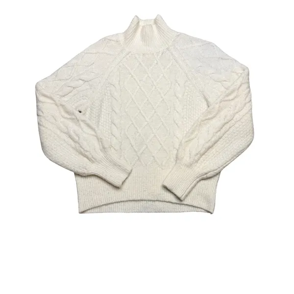🤍 Abercrombie &‎ Fitch Cable Knit Turtleneck Sweater White Ivory Small 🤍 - Image 2