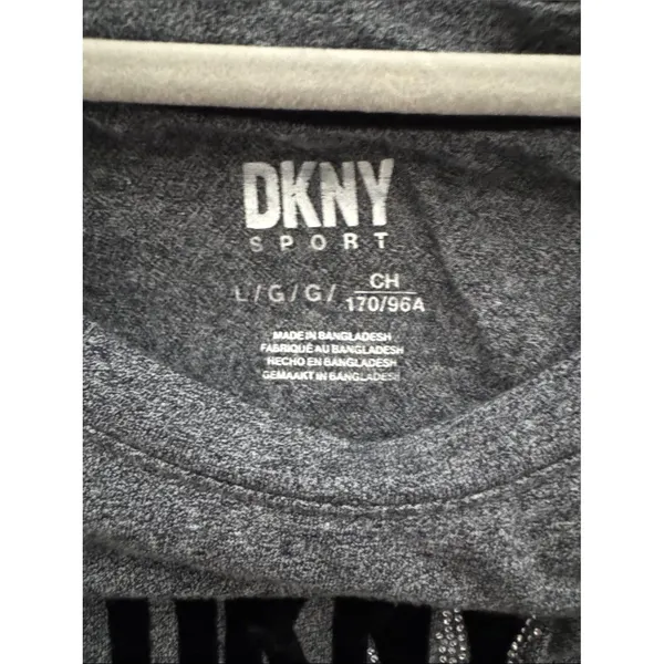 DKNY Heather Gray Logo Tee with Rhinestone Drip - Image 3
