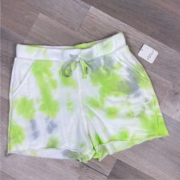 Free People Kelly Sweat Shorts Tie Dye‎ Citron Green Gray X Small - Image 2