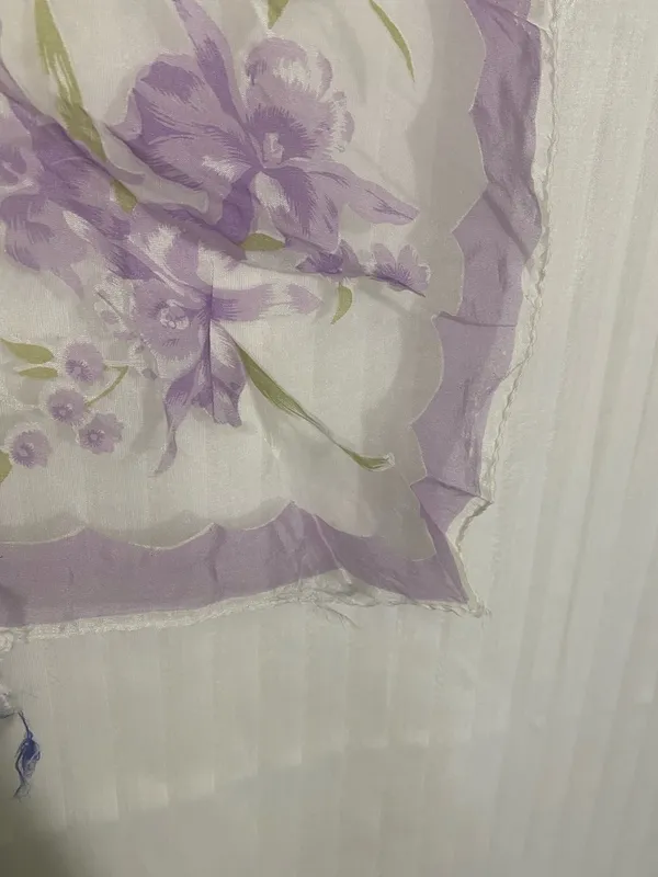 Sheer Floral Scarf in Lavender and White - Image 6