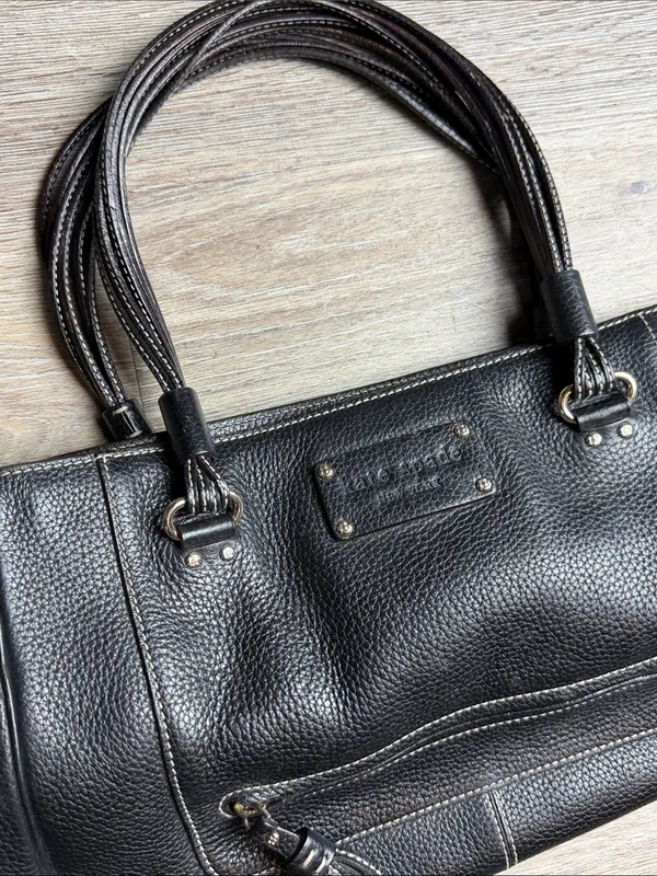Kate Spade New York Foster Crossing Rue Satchel Black Pebbled Leather Tote Bag - Image 5