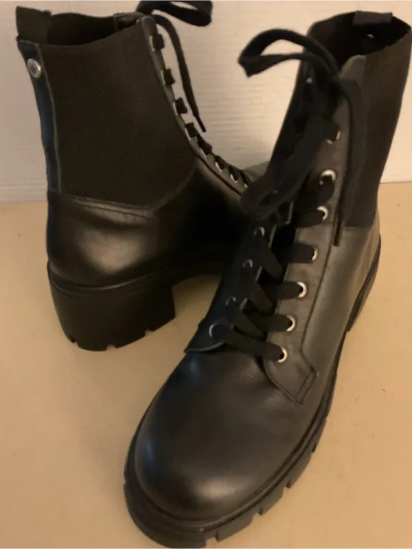 Steve Madden women leather Black Lace-Up Combat Nanet Boots US 9.5 - Image 6
