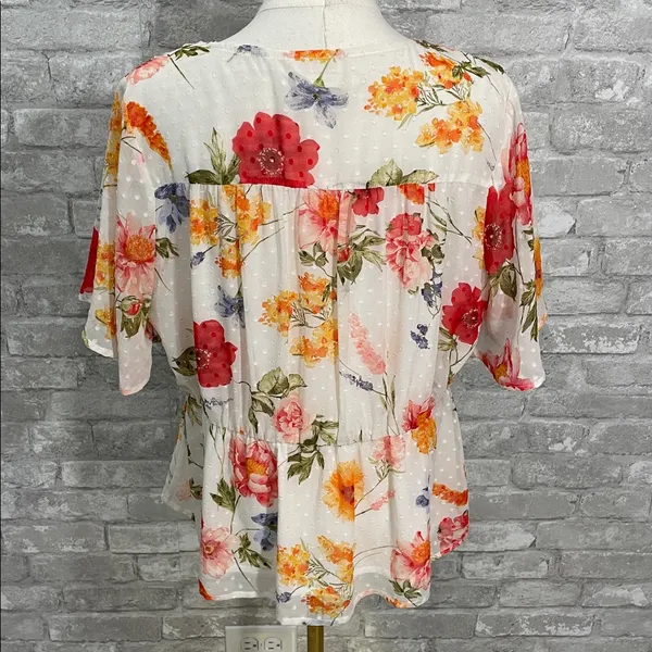 Ellison Multicolor Floral V-Neck Blouse - Image 4