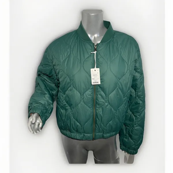 Marine Layer Avalon Lightweight Quilted Bomber Jacket Rainforest Green M NWT - Image 6