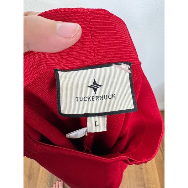 Tuckernuck‎ Womens Red Knit Pull On Flare Pants High Rise Viscose Blend Large - Image 3