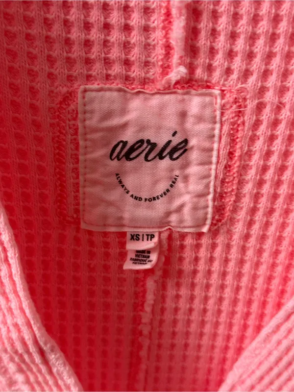 Aerie Lumberjane Waffle Knit Collared Polo Pullover - Image 4