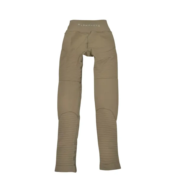 Alphalete Womens XS Moto Ribbed‎ High Waisted Leggings Taupe Brown Athletic 23in - Image 3