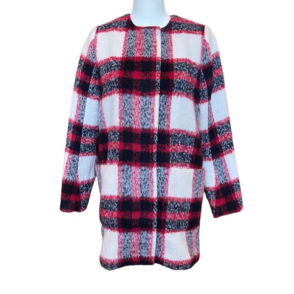 Abercrombie & Fitch Coat Women’s XS Red Plaid Wool Blend Preppy Winter - Image 3