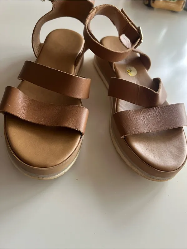 Mila Paoli Women's Sz 9 Ankle Strap Platform Sandals Brown Leather Made in Italy - Image 3