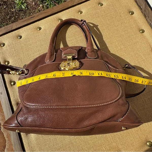 Talbots Rich Brown Leather Satchel with Gold Hardware - Image 7