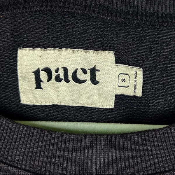 PACT Black Organic Cotton Essential Puff Sleeve Sweatshirt Dress S Pockets - Image 3